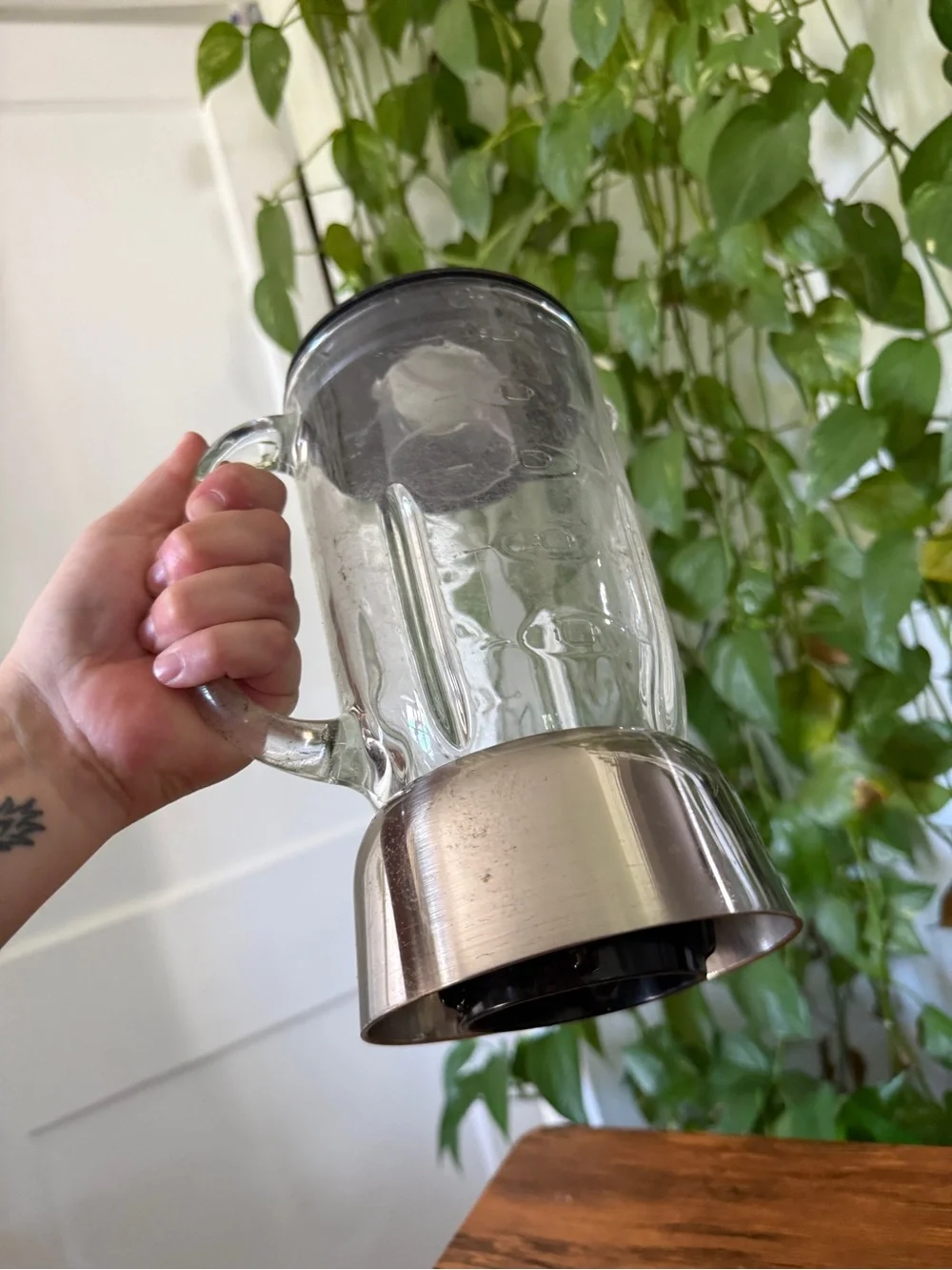 OSTER Glass Blender Pitcher with Black Lid and Stainless Base Replacement
